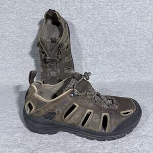 Teva Men’s 7.5 Waterproof Hiking Sandals Brown Leather Outdoor Shoes